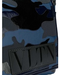 Besace en toile imprimée bleu marine Valentino