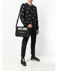 Besace en toile imprimée noire Moschino