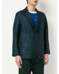 Blazer à carreaux bleu canard Coohem