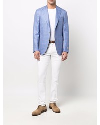 Blazer à carreaux bleu clair Canali