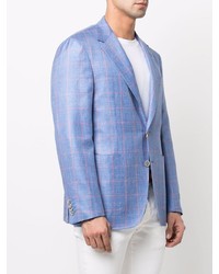 Blazer à carreaux bleu clair Canali