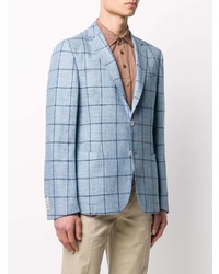 Blazer à carreaux bleu clair BOSS