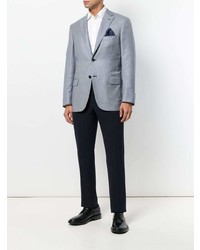 Blazer à carreaux bleu clair Brioni