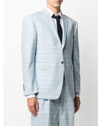 Blazer à carreaux bleu clair Thom Browne