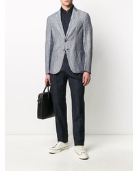 Blazer à carreaux bleu clair Emporio Armani