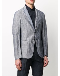 Blazer à carreaux bleu clair Emporio Armani