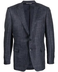 Blazer à carreaux bleu marine Canali