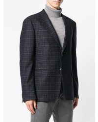 Blazer à carreaux bleu marine Z Zegna