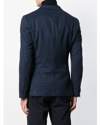 Blazer à carreaux bleu marine Z Zegna