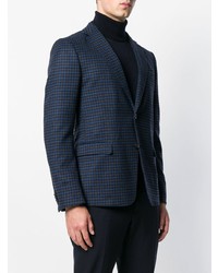 Blazer à carreaux bleu marine Z Zegna