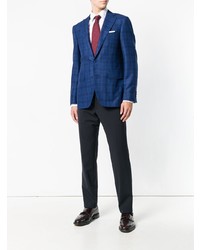 Blazer à carreaux bleu marine Canali