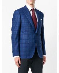 Blazer à carreaux bleu marine Canali