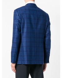 Blazer à carreaux bleu marine Canali