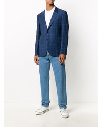 Blazer à carreaux bleu marine Hugo