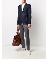 Blazer à carreaux bleu marine Corneliani