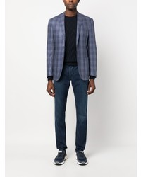 Blazer à carreaux bleu marine Corneliani