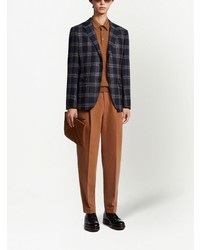 Blazer à carreaux bleu marine Zegna