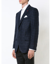 Blazer à carreaux bleu marine Isaia