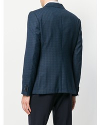 Blazer à carreaux bleu marine Z Zegna