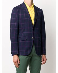 Blazer à carreaux bleu marine Etro