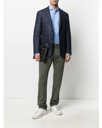 Blazer à carreaux bleu marine Canali