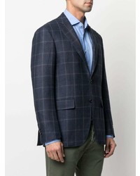 Blazer à carreaux bleu marine Canali