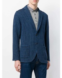 Blazer à carreaux bleu marine Lardini