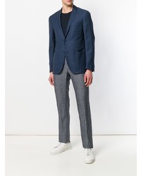 Blazer à carreaux bleu marine Corneliani