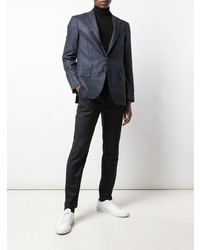 Blazer à carreaux bleu marine Isaia