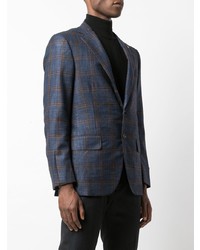 Blazer à carreaux bleu marine Isaia