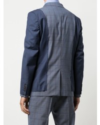 Blazer à carreaux bleu marine Comme des Garcons Homme Deux