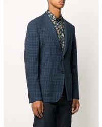 Blazer à carreaux bleu marine Etro