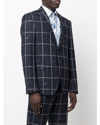 Blazer à carreaux bleu marine Etro