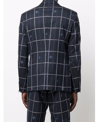 Blazer à carreaux bleu marine Etro