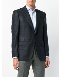 Blazer à carreaux bleu marine Canali