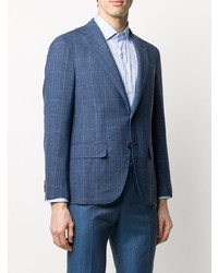 Blazer à carreaux bleu marine Caruso