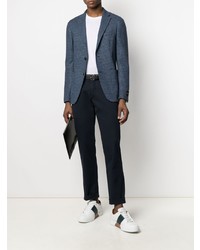 Blazer à carreaux bleu marine Z Zegna