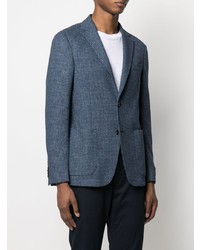 Blazer à carreaux bleu marine Z Zegna