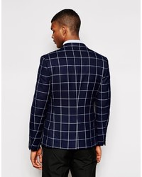 Blazer à carreaux bleu marine