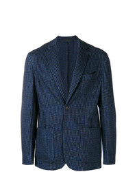 Blazer à carreaux bleu marine Z Zegna