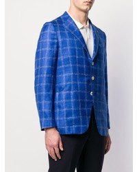 Blazer à carreaux bleu Isaia