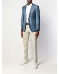 Blazer à carreaux bleu Corneliani