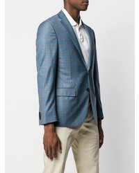 Blazer à carreaux bleu Corneliani