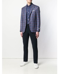 Blazer à carreaux bleu Canali