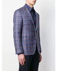 Blazer à carreaux bleu Canali