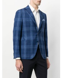 Blazer à carreaux bleu Cantarelli