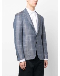 Blazer à carreaux bleu Canali