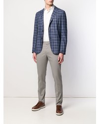 Blazer à carreaux bleu Z Zegna