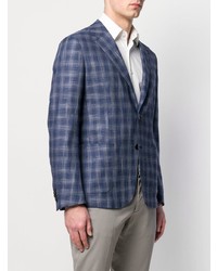 Blazer à carreaux bleu Z Zegna