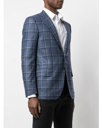 Blazer à carreaux bleu Isaia